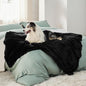 Bedsure Waterproof Dog Blankets for Large Dogs - Calming Cat Blanket for Couch Protector Washable, Long Faux Fur Pet Throw Blanket for Puppy, Reversible Furniture Protection, 50"x60", Black
