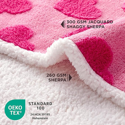 LE SURE Waterproof Puppy Blanket for Small Dogs - Washable Double Sided Dog Blankets Valentine's Day Gift with Warm Soft Sherpa Fleece, Pet Cat Blanket for Couch Protection, Lover Hearts