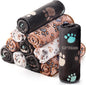 Tegeme 12 Pcs Pet Blankets Soft Fluffy Fleece Dog Cat Warm Paw Print Pattern Blankets Flannel Throw for Pets Dog Puppy Cat(30 x 20 Inch,Dark Gray, White, Camel)