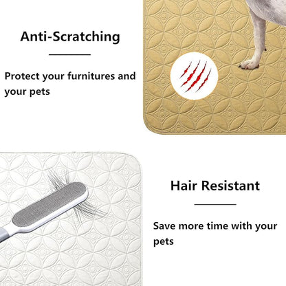 Waterproof Dog Blanket, 68x82 inches Pet Couch Covers for Sofa, Bed Furniture Protector from Dogs Washable and Reversible-Sand+Cream