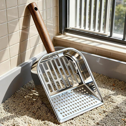 Wooden Cat Litter Scoop, Kitten Poop Shovel, 5.63x11.02 Inches Shovel with Deep Design, Durable Pet Tool, Hygiene Accessory with Ergonomic Handle, Litter Scoop for Apartment Home