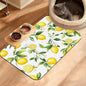 Lemon Feeding Mat,Green Leaves Absorbent Quick-Dry Cat Dog Food and Water Bowl Mats,Non-Slip Rubber Backing Mat,Cat Dog Accessories Supplies 16" x 24"