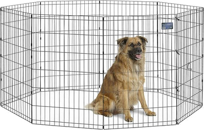 MidWest Homes for Pets Folding Metal Dog Exercise Pen, Indoor/Outdoor Playpen with No Door, Provides 16 Sq Feet of Play Space, 36-Inches Tall, Black E-Coated