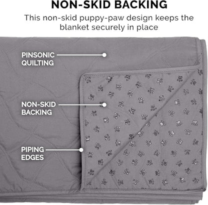 Furhaven Waterproof & Non-Slip Full Size Mattress Cover Protector for Dogs & Cats, Washable, For Beds, Couches, & Car Seats - Quilted Twill Blanket Mattress Cover - Gray, Medium/Full Size