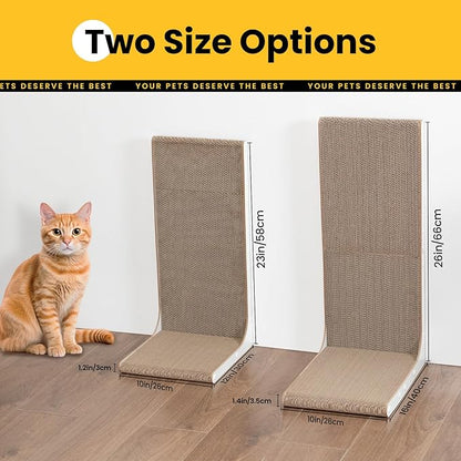Cardboard Cat Scratcher,26 Inch L Shape Scratch Pad Wall Mounted,Vertical Scratching Board, Durable Cardboard to Protect Furniture for Indoor Cats,White Junbo
