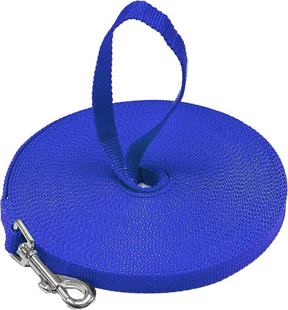 Long Dog Puppy Obedience Recall Training Agility Lead, Leash - BLUE, 15' Foot - by, Downtown Pet Supply
