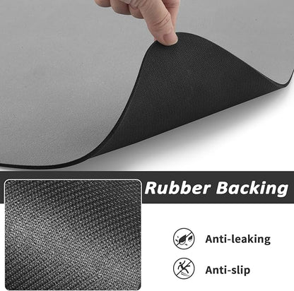Dog Food Mat - Absorbent Cat Mat for Food and Water, No Stains Pet Feeding Bowl Mat, Easy to Clean Pet Placemats, Quick Dry Dog Water Dispenser Mat for Messy Drinkers | Grey 12"x 19"