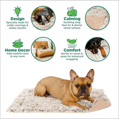 Furhaven Waterproof Throw Blanket for Dogs & Indoor Cats, Washable - Shaggy Plush Calming Long Faux Fur & Velvet Dog Blanket - Driftwood, Small