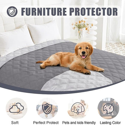 Smiry Waterproof Dog Bed Cover Blanket 82x120, Soft Reversible Pet Blanket, Washable Leakproof Cats Dogs Couch Cover for Sofa, Couch, Furniture, Grey/Light Grey