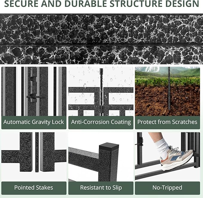 Dog Fence Outdoor for Yard Indoor Dog Playpen 32" Height 16 Panels Portable Dog Pen Metal Dog Kennel for RV Camping(Black-Silver)