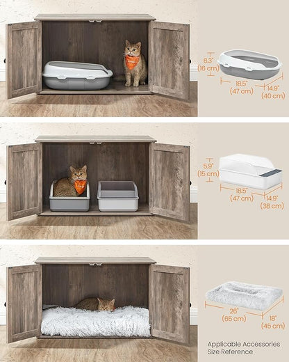 Feandrea Cat Litter Box Enclosure, Litter Box Furniture Hidden, Indoor Cat House, End Table, 27.6 x 19.7 x 19.7 Inches, Heather Greige UPCL022K01