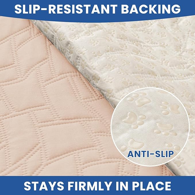 Waterproof Dog Blanket, Non-Slip Soft Pet Bed Cover, Couch Cover for Dogs Washable, Protects Sofa, Furniture, Crate, Car, Tear Resistant Leakproof Pet Blanket (68x82 Inch, Beige)