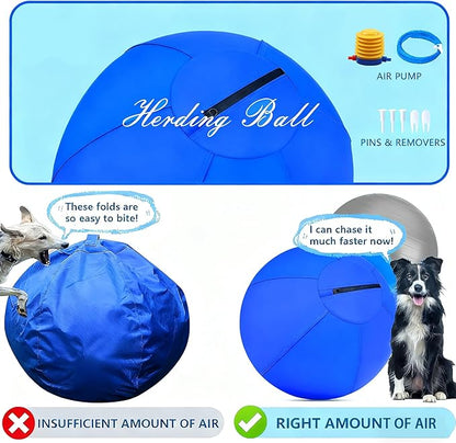 Herding Ball For Dogs 22" Bite Resistant Dog Herding Ball, Agility Training Equipment, Herding For Herding Balls For Australian Shepherd, Improved Bite Resistant, Reinforced Sewing Collie Balls,Blue