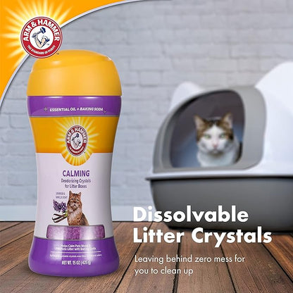 Arm & Hammer Deodorizing Cat Litter Crystals, Lavender & Vanilla Scent | Odor Neutralizing | For Litter Boxes | 15 Oz | Pack of 2