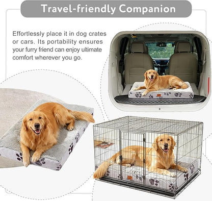 Waterproof Orthopedic Dog Bed for Large Medium Sized Dogs 35x22 Inch - Egg Crate Foam Pet Crate Bed with Removable Washable Cover, Plush Top Anti-Slip Bed Mat, Dark Grey