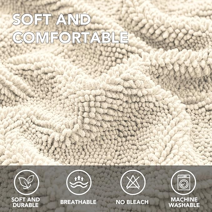 H.VERSAILTEX Non Slip Pet Couch Cover Chenille Dog Bed Protector Thick Soft Sofa Slipcover Pet Friendly Washable Couch Cushion Covers for Pets (68" x 82", Ivory)