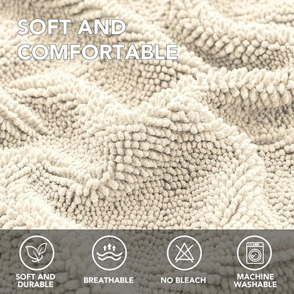 H.VERSAILTEX Non Slip Pet Couch Cover Chenille Dog Bed Protector Thick Soft Sofa Slipcover Pet Friendly Washable Couch Cushion Covers for Pets (30" x 70", Ivory)