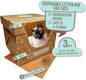 Cats Desire Litter Box - Disposable Litter Boxes for Cats (3 pcs) - Top/Low Entry & Enclosed Box - Teal on Natural Brown, Partially Recycled Cardboard, 17" L x 17" W x 15.25" H
