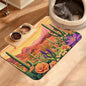 Pet Feeding Mat,Cactus Absorbent Dog Cat Food Mat Desert Dog Mat with Rubber Backing,Non-Slip Water Bowl Placemat,Pet Supplies 16" x 24"