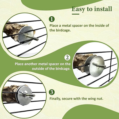 8pcs Bird Perches for Cage, Natural Wood Bird Perch for Parakeet/Cockatiel, 9.5“ Medium Bird Cage Stick, Bird Branches for Cages, Birdcage Accessories for Parrot Conure