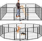 Dog Playpen Outdoor Extra Wide 12 Piece Panels Heavy Duty Dog Fence 32" Height Anti-Rust with Doors Portable for RV Camping Yard, Total 32FT, 79 Sq.ft, Snowy Black