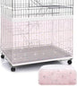 Shappy Large Bird Cage Cover, Bird Cage Seed Catcher, Adjustable Star Pattern Nylon Mesh Net for Parrot Parakeet Macaw Pet Supplies(Pink)