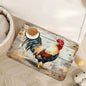Rooster Dog Food Mat for Floors,Vintage Wood Panel Absorbent Quick-Dry Pet Feeding Mat,Cat Dog Bowl Mats for Food and Water,Non-Slip Pet Accessories Supplies 12"x20"