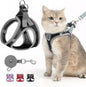 SCENEREAL Cat Harness and Leash Set Escape Proof, Adjustable Soft Air Mesh Kitten Harnesses for Girls Boys Small Medium Big Cats, Reflective Light Travel Pet Walking Vest for Puppy Rabbit, Black XL