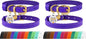BRONZEDOG Leather Cat Collar with Removable Bells Non Breakaway Kitten QR Tag for Girl Boy (7" - 9" for Cats, Purple & Gold) (Pack of 2)