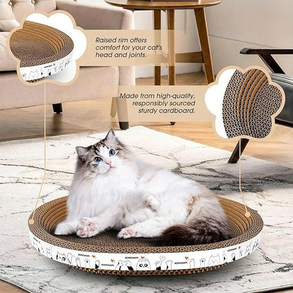 3Pack Extra Large Versatile Cardboard cat Scratcher & Lounger bed, High-Density cat Scratch Pads for Indoor Cats Grinding Claws, Ergonomical curved Cat Scratching Board, Couch Protector from Cat Claws