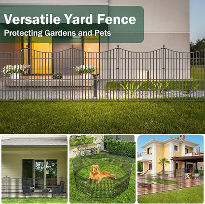 5 Panels Decorative Garden Fence with Gate, 48 in(H) X 13.13 ft(L) No Dig Dog Fence Animal Barrier Outdoor for Yard, Rustproof Metal Garden Edging and Borders, Temporary Fencing Stakes