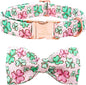Lionheart glory Dog Bow Collar St. Patrick's Day Dog Collar for Small Dogs, Adjustable Green Collars Lucky Clover Shamrock Dog Collar with Bowtie Pet Collar Bows