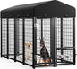 Sino Luban Outdoor Dog Kennel Outside Run with Doggy Door, Swivel Feeder&Roof - 8x4x6FT Large Dog Kennels Pens Outside for Large Dogs Breed- Heavy Duty Cage Yard (Can Connect to Your Dog House)