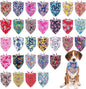 30 Pcs Paisley Bandanas for Dog Polyester Print One Side Bandana Bulk for Small Medium Dogs Breed Reversible Stitch Bandana Grooming M