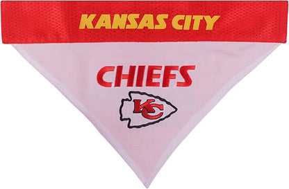 Pets First NFL Kansas City Chiefs Reversible Bandana Size XX-Large for Dogs & Cats. 2 Sided Sports Bandana, Premium Embroidery Team Logo, Many NFL Teams Available