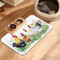 Chicken Rooster Dog Cat Food Mat,Green Grass Absorbent Waterproof Placemat for Food and Water Non Slip Rubber Backing Durable Feeding Pad for Clean Floors 12" x 20"