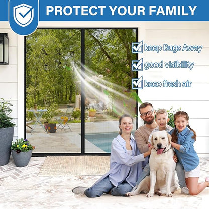 Upgraded PET Mesh Magnetic Screen Door Stronger Than Fiberglass and Polyester,Hands Free,Keep Bugs Out,Pet & Kid Friendly,Suitable for Sliding Doors,Patio and French Doors-60" X 80"