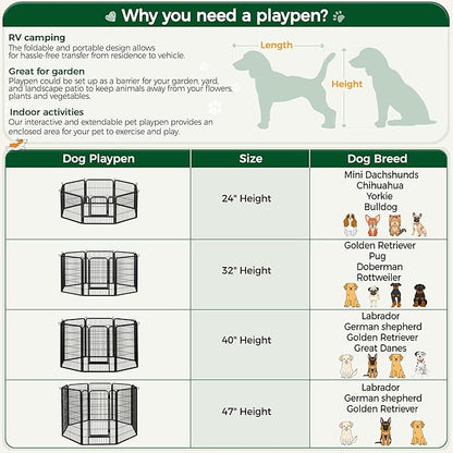 Yaheetech Dog Playpen Outdoor, 40 inch 6 Panels Dog Pen Indoor Heavy Duty Puppy Exercise Pen Metal Pet Fence for RV Camping/Yard/Garden