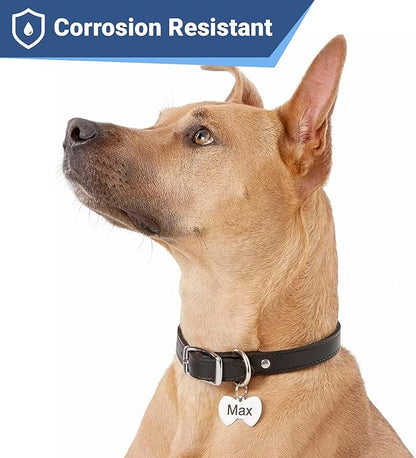 GoTags Stainless Steel Pet ID Tags, Personalized Dog Tags and Cat Tags, up to 8 Lines of Custom Text, Engraved on Both Sides, in Bone, Round, Heart, Bowtie and More (Bow Tie, Regular (Pack of 1))