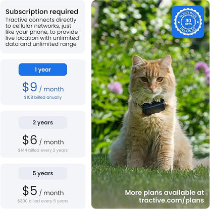 Tractive Smart Cat GPS Tracker | Real-Time Location & Wellness Monitoring for Cats 6.5 lbs+ | Territory & Location History | Up to 5-Day Battery | Breakaway Collar Included (Mint)