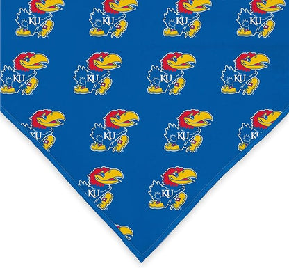 Kansas Jayhawks Officially Licensed Bandana for Dogs and Cats | Fits Pets Great Gift Idea | Easy-to-Tie (Large, 28")