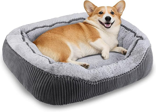 SIWA MARY Medium Dog Beds for Medium Small Dogs Washable, Rectangle Dog Bed Medium Size Dog, Orthopedic Warming Soft Calming Sleeping Puppy Bed Durable Pet Bed with Anti-Slip Bottom(25"x21"x8")