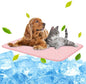 NWK Pack of 4 Pet Cooling Mat - Ice Silk Cooling Mat for Dogs & Cats Portable & Washable Pet Cooling Blanket, Car Seats, Beds for Summer (4pcs, Pink Cat, 39’’ X 27’’ X 0.3)