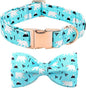 Dog Collar-Bow Dog Collar Blue Bear Pattern Pet Collar Dog Cute Bow Tie Soft Girl Boy Dog Collars with Metal Buckle Wonderful Gift for X-Small Puppy