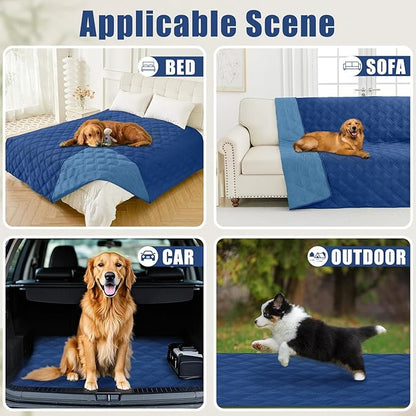 Smiry Waterproof Dog Bed Cover Blanket 40x70, Soft Reversible Pet Blanket, Washable Leakproof Cats Dogs Couch Cover for Sofa, Couch, Furniture, Navy/Blue