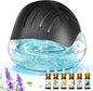 Water Based Air Purifier for Home with Essential Oil Diffuser and Humidifier Function, Rainbow Air Washer with LED Night Light, Freshener for Smoke and Pet Odors, Includes 6x10ml Essential Oils