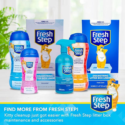 Fresh Step Drawstring Cat Litter Box Liners, Scented Heavy Duty Kitty Litter Bags for Large Oval or Rectangle Pans, Helps Contain Odor and Mess, Easy Lift Out Cleanup, 30 x 17 in, 15 Count