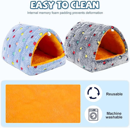 2 Pack Bird Nest House, Hanging Hammock Fluffy Parrots Bird Bed for Cage Bird Plush Nest Toy for Parrot Macaw Budgies Eclectus Parakeet Cockatiels Cockatoo Lovebird