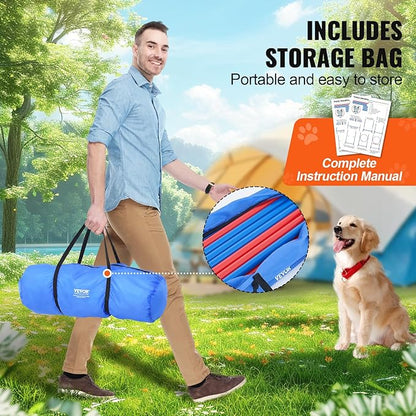 VEVOR Dog Agility Training Equipment, Dog Agility Course Backyard Set with Adjustable High Hurdles,Weave Poles,Jump Ring,Square Pause Box,Whistle,Foldable Bowl, Obstacle Course Kit with Storage Bag