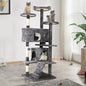 Heavy Duty Cat Tree Tower, 54" Tall, Multi-Level Cat Climbing Tower with Cat Scratching Post, Bed, Hanging Ball, Ashy
